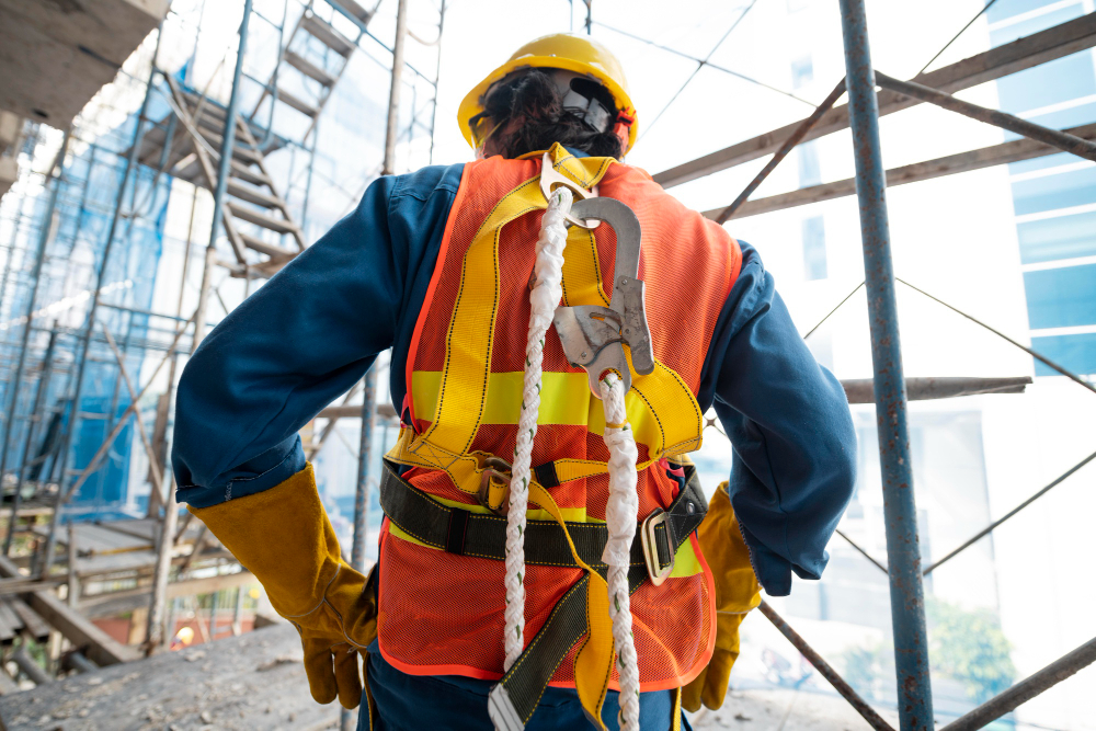 Lavoratore edile con funi - sicurezza