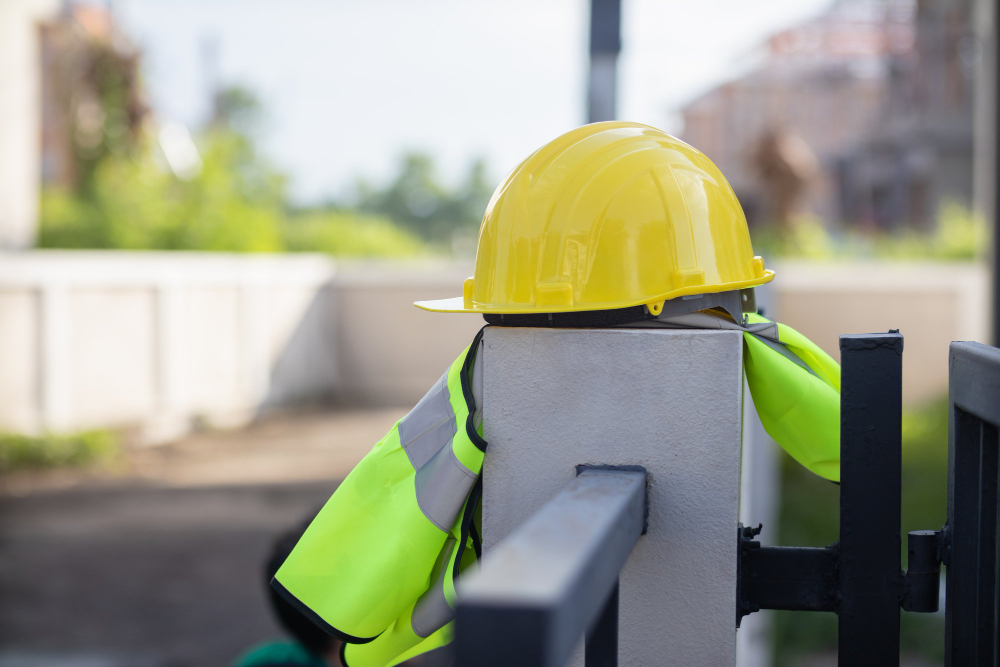 Casco giallo lavori edili sicurezza
